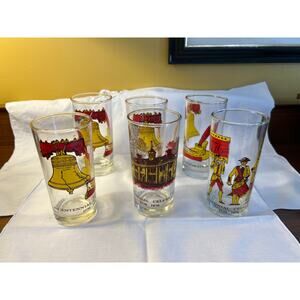 6‎ Vintage A&P Peanut Butter 1976 Bicentennial Celebration Glass Tumblers e2